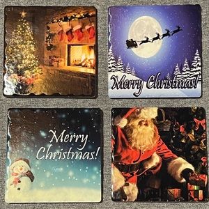 🌲Christmas Ceramic Coasters with Cork Backing